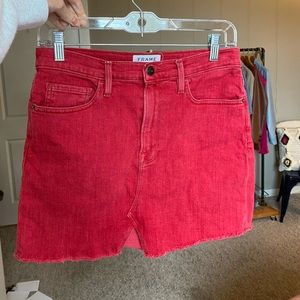 Frame Le Mini Slit-Front Denim Skirt